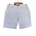 Calvin Klein Jeans  white Bermuda rolled cuff denim shorts stretch size 8 NEW Photo 3