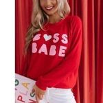 Trendy Boss Babe Oversized Sweatshirt Red Size M Photo 1