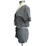 GLG Gingham Tie Front Two Piece Set SZ M Cottagecore Lounge Crop Top Shorts Black Size M Photo 1