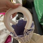 STAUD  Moreau macramé bucket bag patent leather handles lavender $399 revolve Photo 4