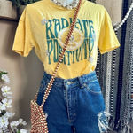 Wildfox Pale Yellow Radiate Positivity Boho Hippy Daisy Graphic T Shirt Photo 0