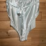 Victoria's Secret Vintage  Gold Label Size Medium Baby Blue Wrap Bodysuit Photo 3