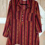 Rebecca Malone  Red and Black 1/2 Button Down Shirt. Sleeves up/down SIZE XL Photo 2