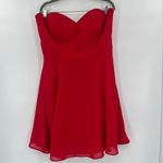 Jasmine BRIDESMAID Strapless Midi Dress Sz 14 Red Valentine's Day Sheer Prom Photo 12