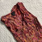 Angie Vintage  paisley print pink long midi dress tiered ruffle hem neckline Photo 3