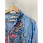 Athletic Works Jacket Women LARGE Blue Pink VTG Printed Full Zip Windbreaker Photo 3
