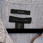 Tahari  100% Linen Shirt Dress Blue White Pinstripes Normcore Photo 2
