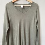 Chico's Womens Size 1 V-Neck Long Sleeve Silk Knit Pullover Casual Sweater Green Photo 5
