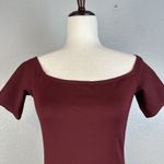 Reformation  Bodycon Square Neck Mini Dress Size M Medium Maroon Red Short Sleeve Photo 1