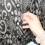 Doncaster  Black And Gold Floral Cropped Button Blazer With Shoulder Pads Photo 3