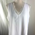 Lezmore White Lace Trim Sleeveless Tank Top Women’s Size Medium Photo 3