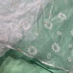 Vintage Daisy Maxi Dress Flutter sleeve overlay Green pearl white fairytale Photo 10