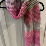Chunky Hand Knitted Pink and Gray‎ Scarf Gray Photo 0