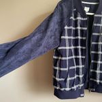 A New Day blue plaid faux suede sleeves jacket Photo 12