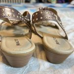Rialto  Gemma Low Wedge Slingback Sandals Bronze Gold Balls NO SIZE Approx 7-7.5 Photo 3