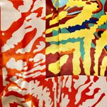 VTG RETRO Abstract Multicolor artwork Square oversized silky scarf 35’/35’ Multiple Photo 12