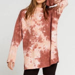 Free People  Women's Long Sleeve Be Free Tie Dye Tee Shirt Top Orange Small Photo 0