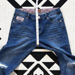 POL Raw Frayed Hem Distressed Mid Rise Straight Leg Jeans Medium Photo 3