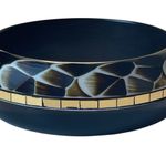 Vintage Lucite Bangle Bracelet Black Gold Mosaic Chunky Retro Statement Jewelry Photo 9