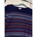 Merona  Women M/M Blue Fair Isle Pattern Crew Neck‎ Long Sleeve Sweater Photo 3