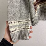 Eddie Bauer  Gray Women's XL Toggle Button Sweater Brown Tan Fisherman Wool Blend Photo 3