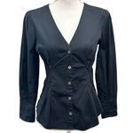 Veronica Beard  Black Peplum Pintuck Structured Minimalist Office Siren Blouse Photo 0