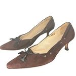 Vanessa Noel Leather Brown Suede Kitten Heel Pumps Career Shoes SIZE 7.5 Photo 1