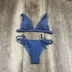 Aerie  Dusty Blue Ribbed Bikini Set  Photo 0