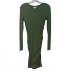 Stateside  Ruched Midi Dress Ribbed Long Sleeve Sage Green Women's Size Medium Photo 2