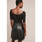 Bailey44 Anthropologie Bailey 44 Parlour Ponte Dress Faux Leather Sz MP Holiday Party Photo 1