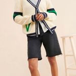 Callahan Varsity Collegiate Cardigan Retro Knit Athletic Ivory Cream Green sz S Photo 3