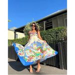 ALEMAIS Multi Nadia European‎ Flax Sundress with pockets US 2 Blue Photo 1