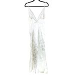 Lulus Promise My Passion White Satin Jacquard Maxi Dress V Neck Floral M Size M Photo 1