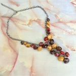 Multi beaded silver tone statement necklace Photo 2