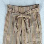 American Eagle Outfitters Paperbag Pants Womens M Beige Striped Belted Wide Leg Photo 1