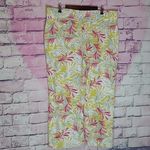 LAND N SEA COLORFUL LEAF PRINTED STRETCH WAIST WIDE LEG LINEN BLEND PANTS XL Pink Photo 1
