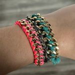 Victoria's Secret Gold Multi Strand Braided Fabric Chain Bracelet Angel Wings Photo 0