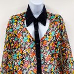 Anthropologie Kirra Floral Print Button Up Collared Shirt Cutout Open Back Sheer Blouse Top Photo 2