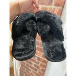 Womens Soft Faux Fur Slippers Plush Slip on Cross Band House Shoes Black Size 6 Photo 1
