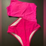 SheIn One Piece Two Tone Pink One Shoulder Cutout Swimsuit Women’s Size M Photo 0