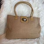 Kate Spade tweed wool burlap and patent leather large Slouchy Satchel tote Photo 0