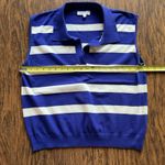 Sewn & Seen Womens Sleeveless Polo Sweater Vest Top Size Large Royal Blue Stripe Photo 2