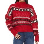 299. Daily Thread cropped, high neck, soft fair isle sweater Red Size M Photo 0