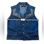 VTG GORDON & JAMES Vest Women M Denim Western Cowgirl Rodeo Embroidered Flowers Blue Size M Photo 8