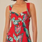 Farm Rio  Summer Foliage Linen Mini Dress Red Medium NWT Photo 0