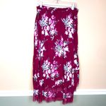 EXPRESS NWT Women’s Floral Print Magenta Eyelet Lace Hi-Low Maxi Skirt Photo 4
