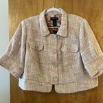 Lane Bryant Pink Peach Tan Tweed Cropped 3/4 Sleeve Blazer Jacket NWT Size 28 Photo 0