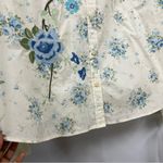 NWT Crazy Horse Liz Claiborne L Cream Blue Floral button down embroidered shirt Size L Photo 8