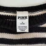 PINK - Victoria's Secret PINK Victoria’s Secret Black Ivory Striped Cropped Crewneck Sweater Sz Medium Photo 4