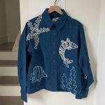 Free People  We The Free Tidal Stitch Button Down Shirt in Blue Photo 2